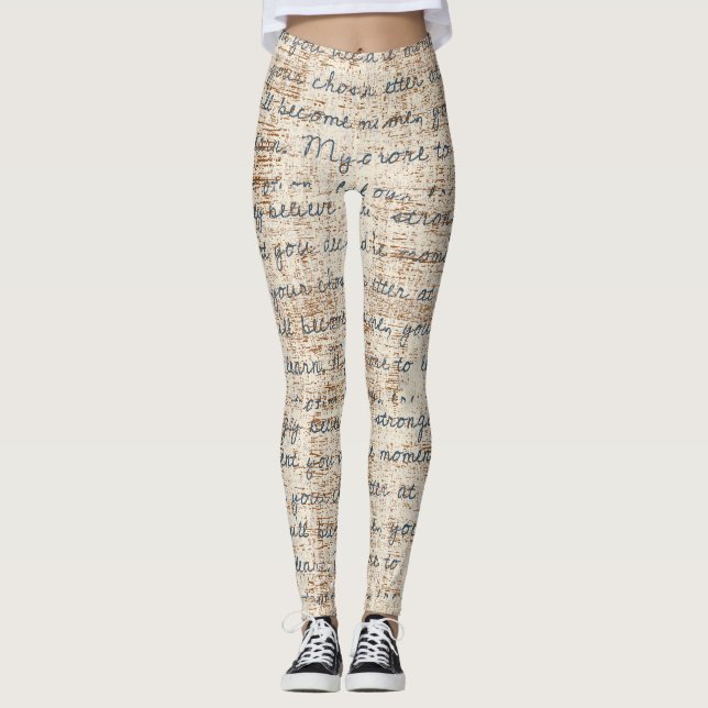 Leggings Texte moderne motif beige et marron rustique rétro (Devant)