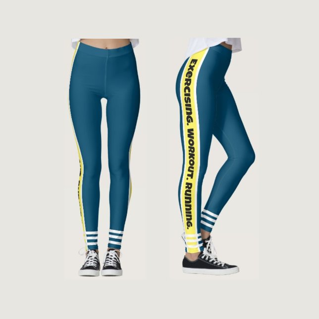 Leggings Texte noir moderne l Marine bleu l Exercice (Créateur téléchargé)