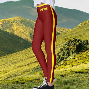 Leggings Texte personnalisé Maman de chat burgundy jaune ra