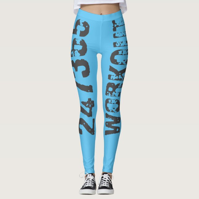 Leggings Texte usé et rayé Workout 247365 bleu (Devant)