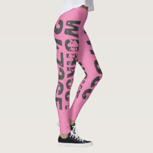 Leggings Texte usé et rayé Workout 247365 rose