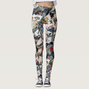Leggings Textile japonais vintage de kimono (Bingata)