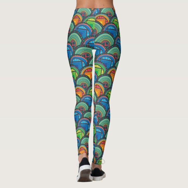 Leggings Textiles africains dynamiques : Mélange des échell (Dos)