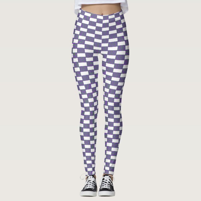 Leggings Texture bleue et blanche Design sans soudure (Devant)