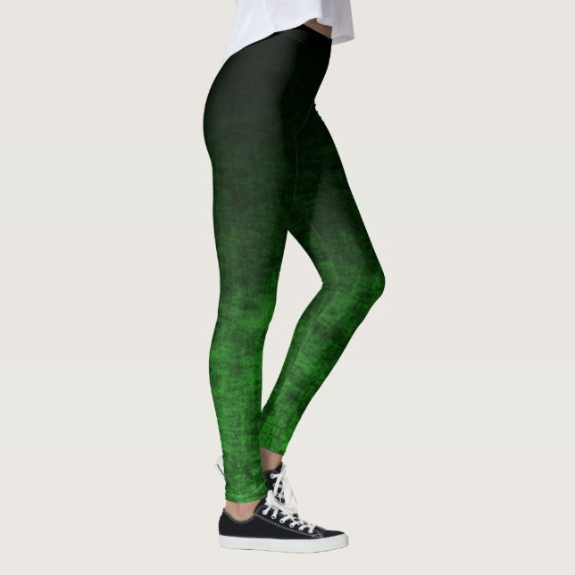 Leggings Texture de dégradé vert noir et émeraude (Droite)