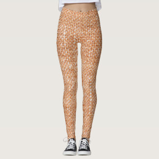 Leggings Texture de fond en toile de lin marron