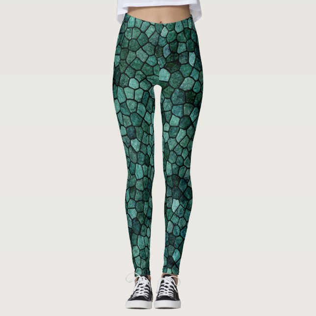 Leggings Texture de la croûte en mosaïque océanique Motif A (Devant)