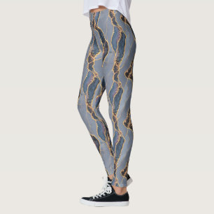 Leggings Texture de marbre gris foncé de luxe avec veines d
