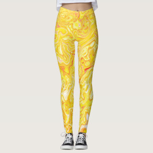 Leggings Texture de marbre jaune citron miel abstrait liqui