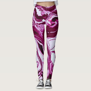 Leggings Texture de marbre magenta : Art Abstrait des fluid
