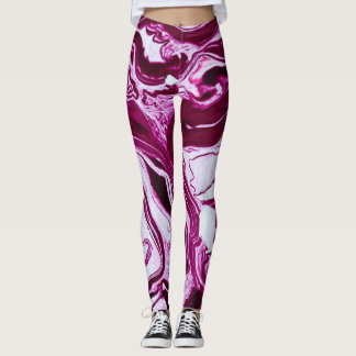 Leggings Texture de marbre magenta : Art Abstrait des fluid