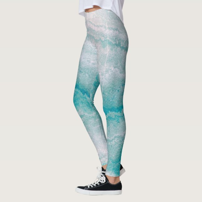 Leggings Texture de marbre vert de mer (Gauche)