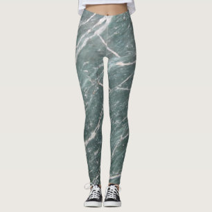 Leggings Texture de marbre vert tendance féminine
