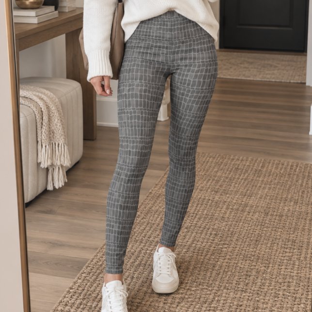 Leggings Texture de peau de crocodile gris (Créateur téléchargé)