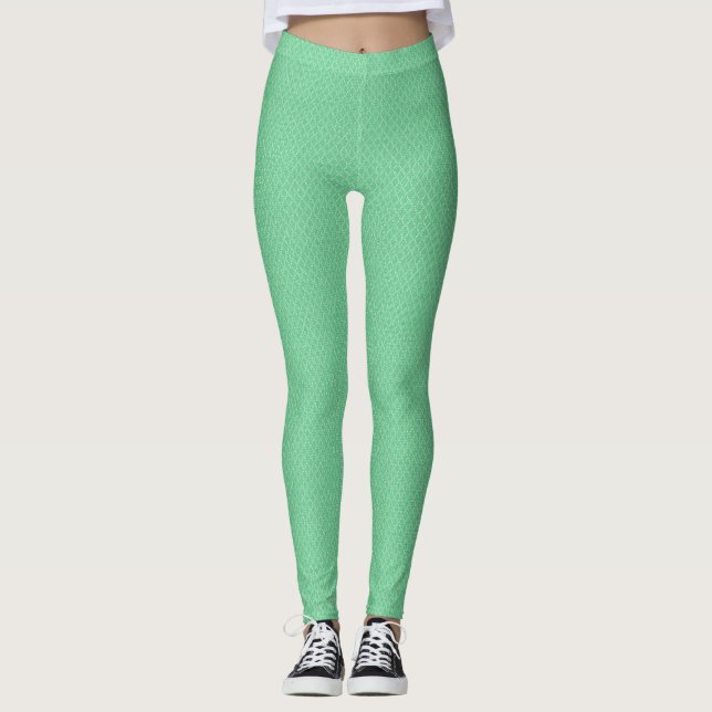 Leggings Texture de peau de serpent verte clair à motif (Devant)