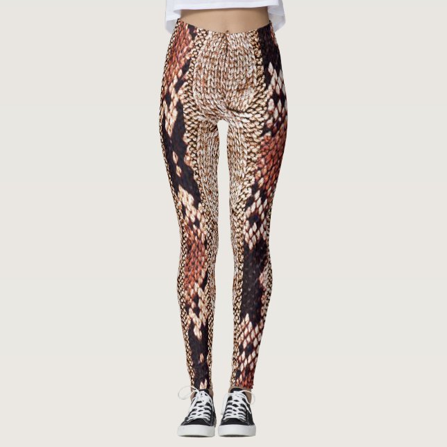 Leggings Texture de vêtement, motif de serpent géométrique. (Devant)