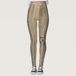 Leggings Texture des grains de bois dans les tons bruns
