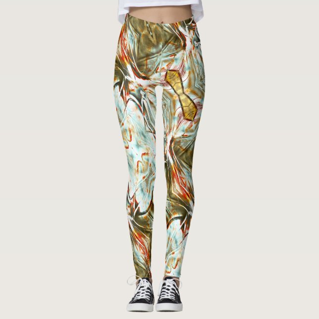 Leggings Texture d'ocher avec un encre pixélisée et rayure  (Devant)