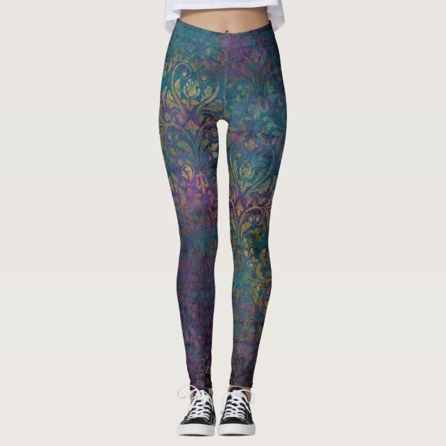 Leggings texture d'or Abstraite grunge (Devant)