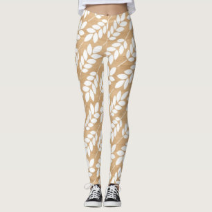 Leggings Texture en bois rustique avec Motif en feuillage b