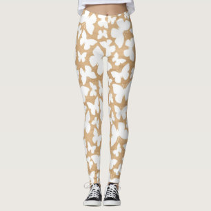 Leggings Texture en bois rustique avec Motif papillon