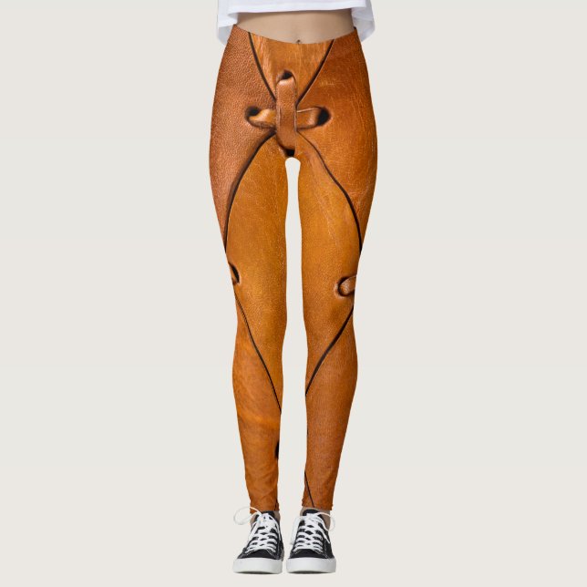 Leggings Texture en cuir, détails de selvage naturel. (Devant)