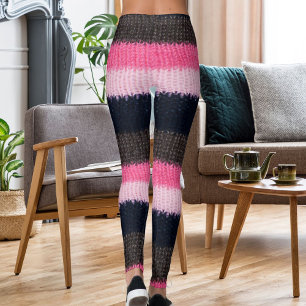 Leggings Texture en laine tricotée rayée multicolore modern
