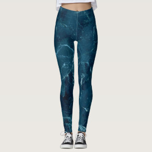 Leggings Texture en marbre bleu marine