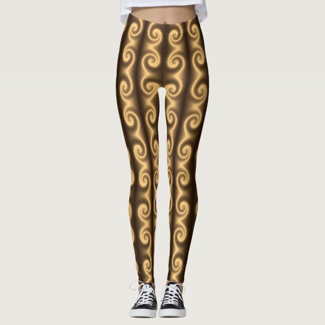Leggings Texture en spirale d'or (Devant)