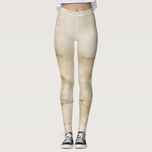 Leggings Texture Marbre Doré Féminin Tendance (Devant)