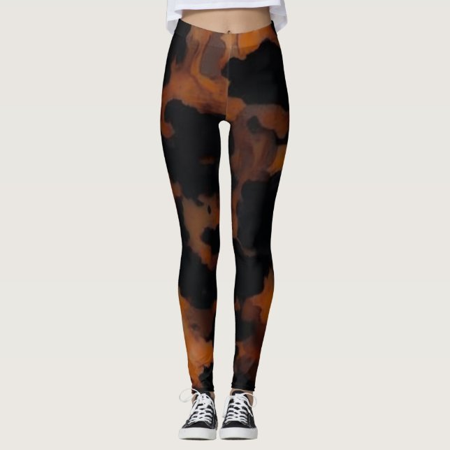 Leggings Texture marron et noir abstrait motif écaille de t (Devant)