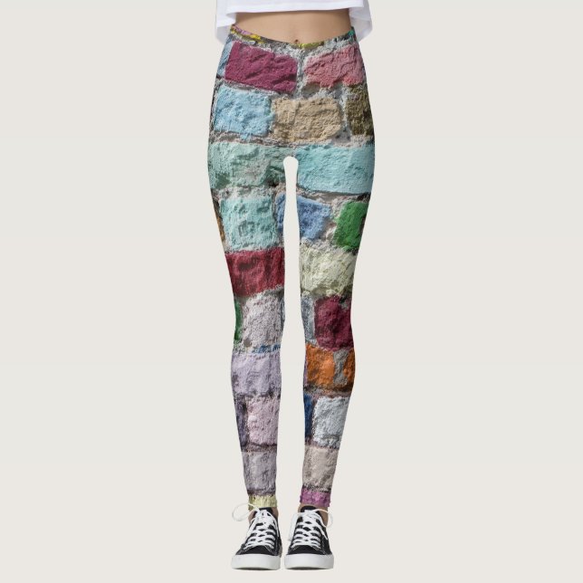 Leggings Texture murale en brique peinte colorée (Devant)
