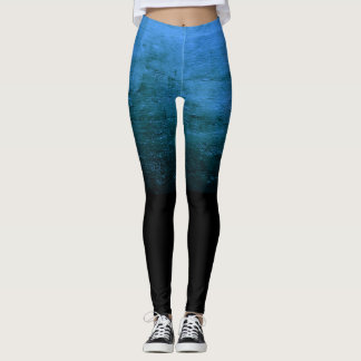 Leggings Texture Ombré Noir en Détresse - Bleu