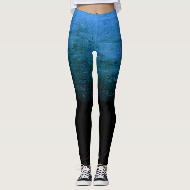 Leggings Texture Ombré Noir en Détresse - Bleu (Devant)