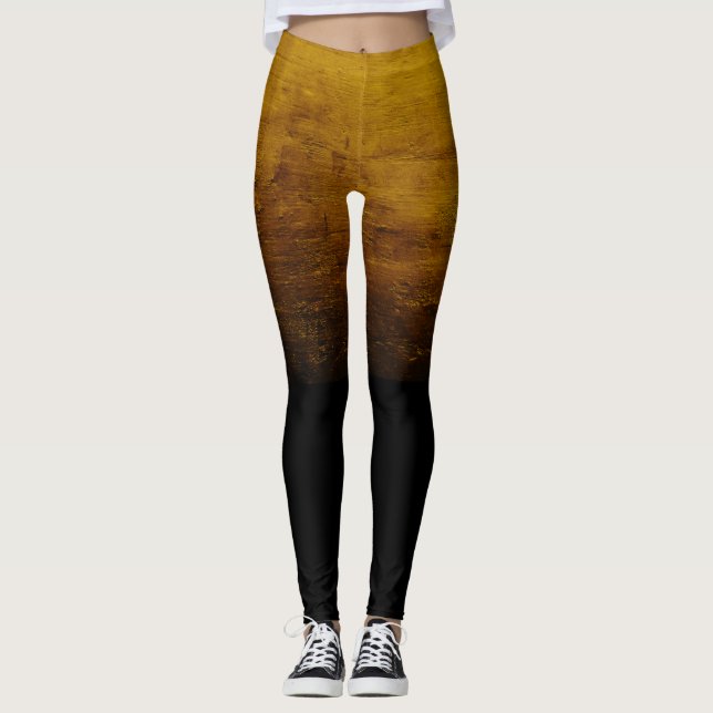 Leggings Texture Ombré Noir en détresse - Or (Devant)