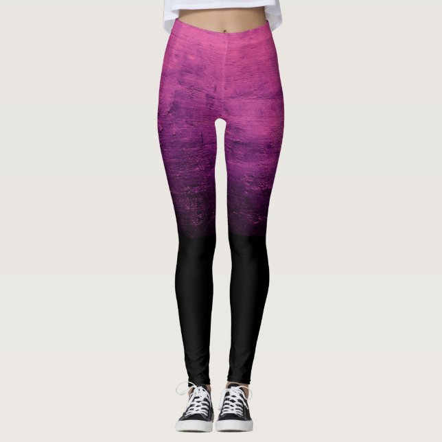 Leggings Texture Ombré Noir en détresse - Rose (Devant)