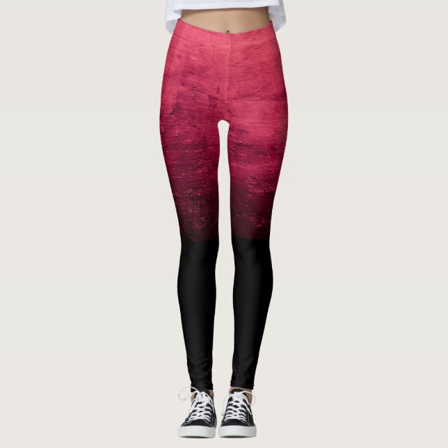 Leggings Texture Ombré Noir en détresse - Rouge (Devant)