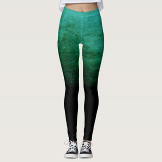 Leggings Texture Ombré Noir en Détresse - Sarcelle