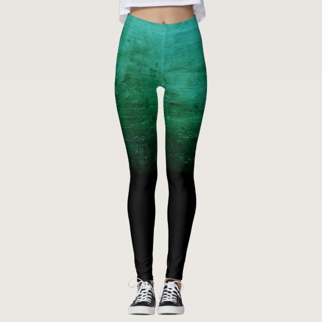 Leggings Texture Ombré Noir en Détresse - Sarcelle (Devant)