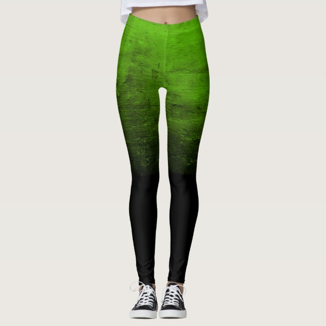 Leggings Texture Ombré Noir en détresse - Vert (Devant)