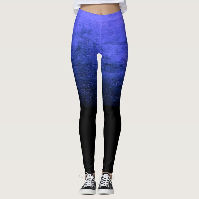 Leggings Texture Ombré Noir en Distress - Indigo (Devant)