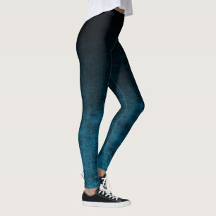 Leggings Texture Ombrée Grunge Noir et Sarcelle