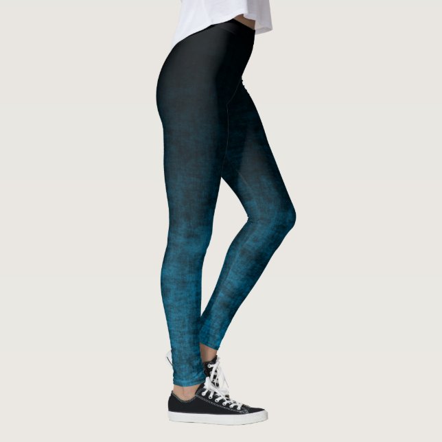Leggings Texture Ombrée Grunge Noir et Sarcelle (Droite)