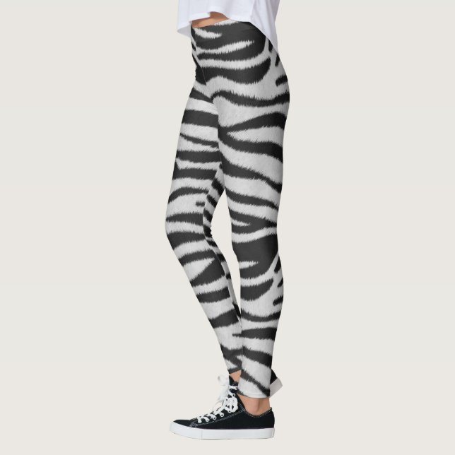 Leggings Texture réaliste Zèbre noir et blanc (Gauche)