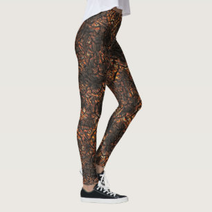 Leggings Texture ridée Brown avec taches brûlées et fissure