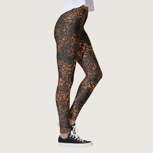 Leggings Texture ridée Brown avec taches brûlées et fissure (Droite)