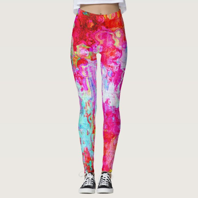 Leggings Texture rouge rose (Devant)