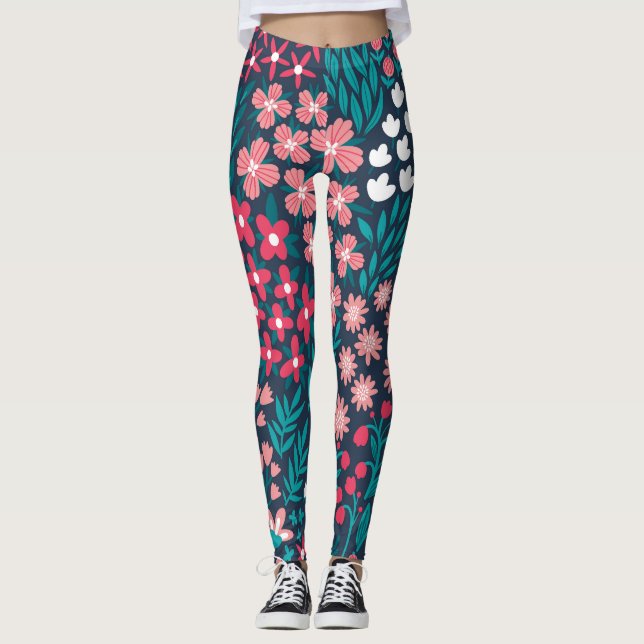 Leggings Texture vintage Fleur sans joint. (Devant)