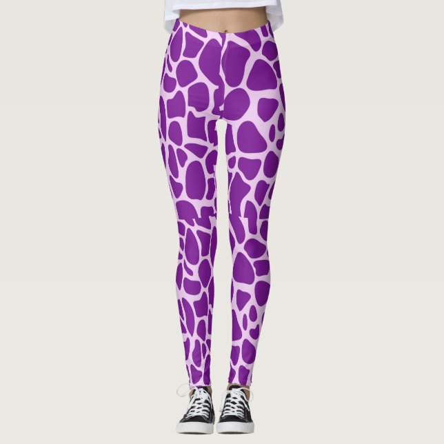Leggings Texture violette de la peau de girafe (Devant)