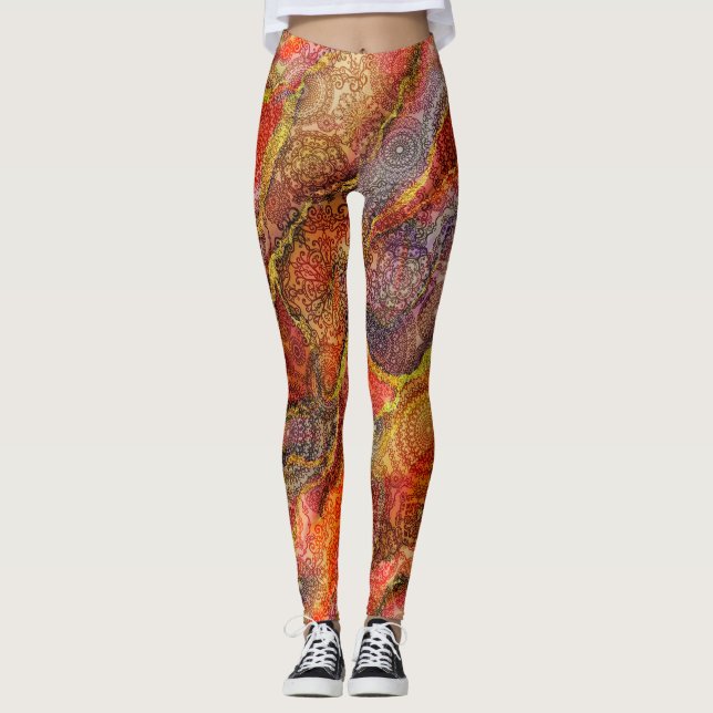 Leggings Textures de marbre et de design (Devant)